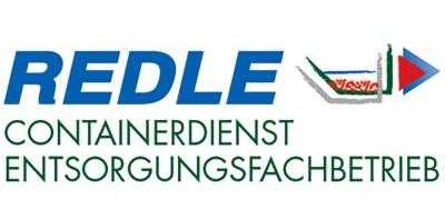 Logo von Redle, Containerdienst und Entsorgungsfachbetrieb, in Blau und Grün.